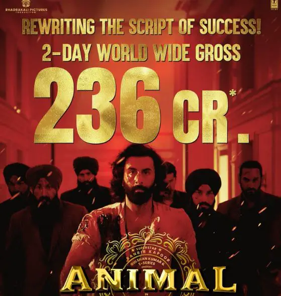 Animal Movie Box Office Worldwide Collection (360) Crore  - Copy