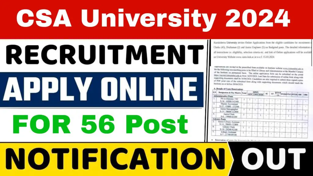 CSA University Recruitment 2024