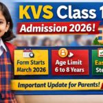 KVS Class 1 Admission Form 2026