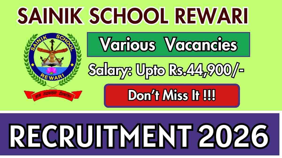 Sainik School Rewari Recruitment 2026