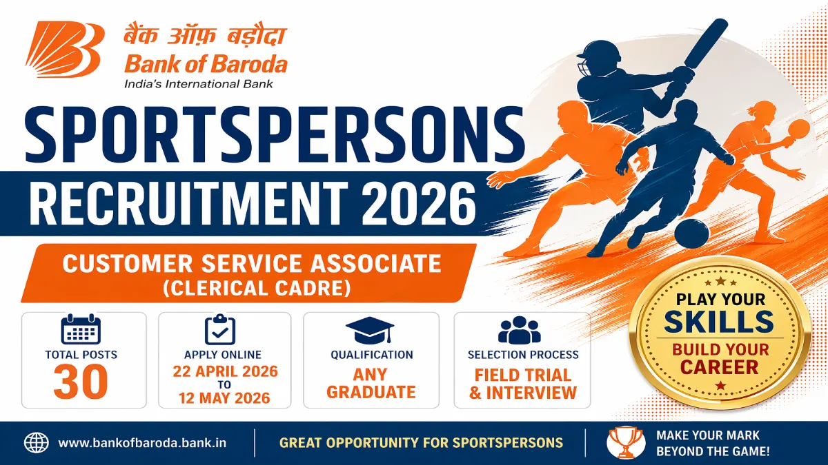 Bank of Baroda Sports Quota Clerk Recruitment 2026