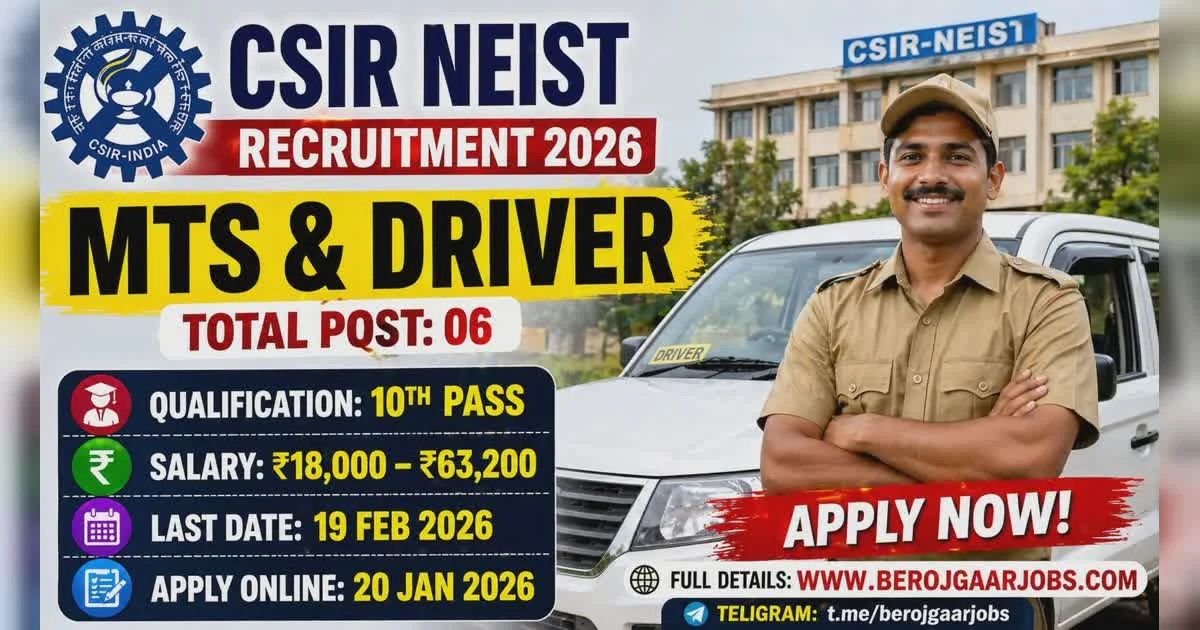CSIR NEIST MTS and Driver Recruitment 2026